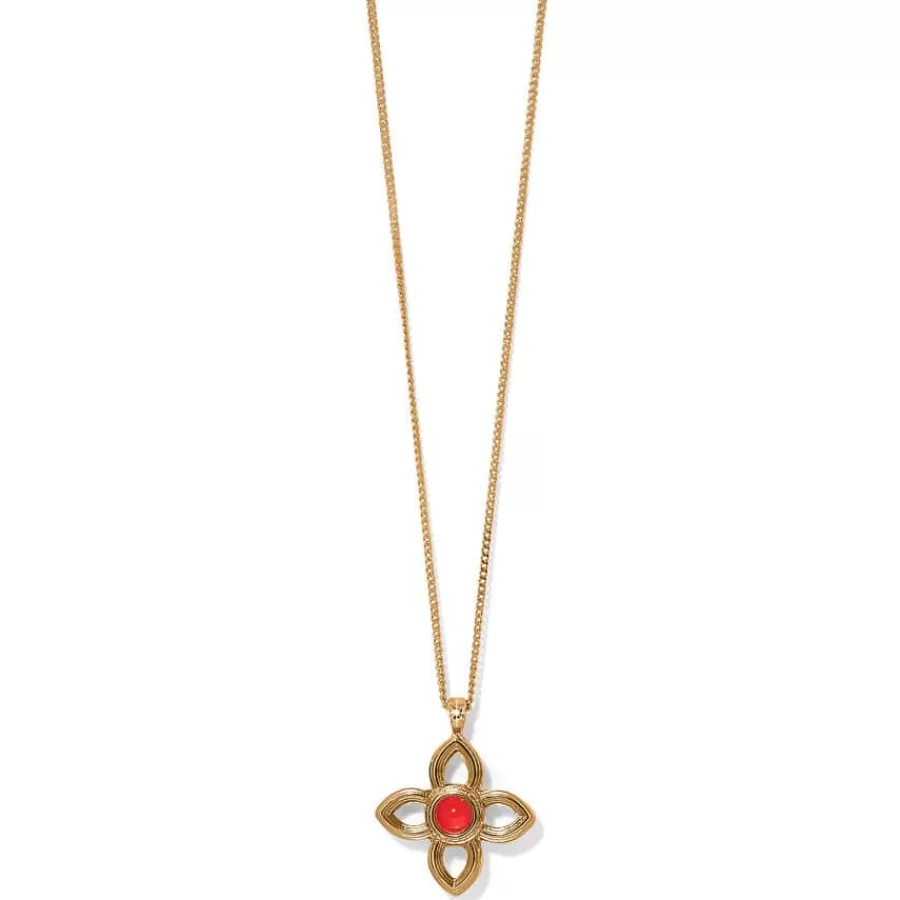 Necklaces>Brighton Venetian Gems Flower Petite Necklace Gold-Red