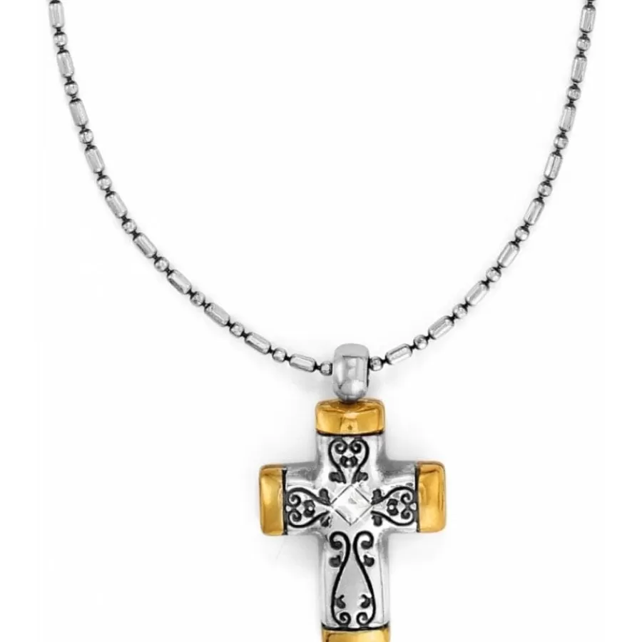 Necklaces>Brighton Venezia Petite Cross Necklace Silver-Gold