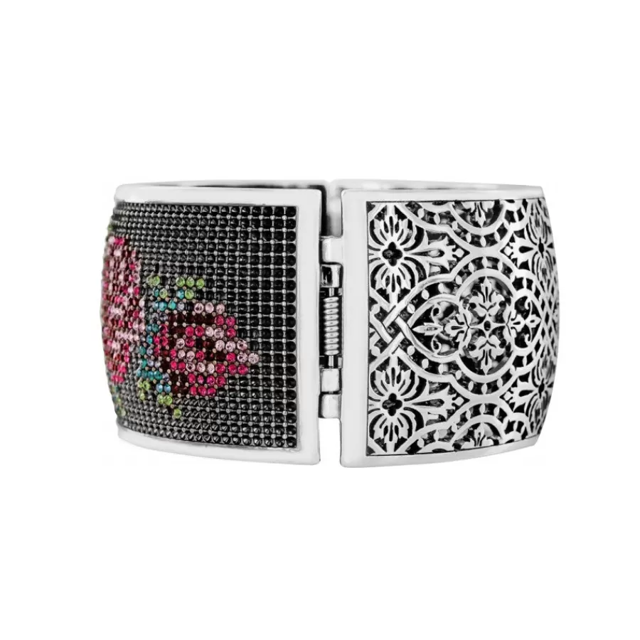 Bracelets>Brighton Victorian Rose Hinged Bangle Silver-Multi