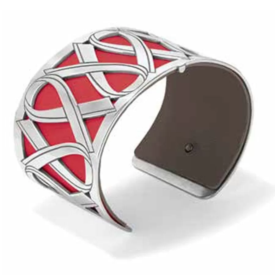 Bracelets>Brighton Wear Red Christo Cuff Bracelet Silver-Red