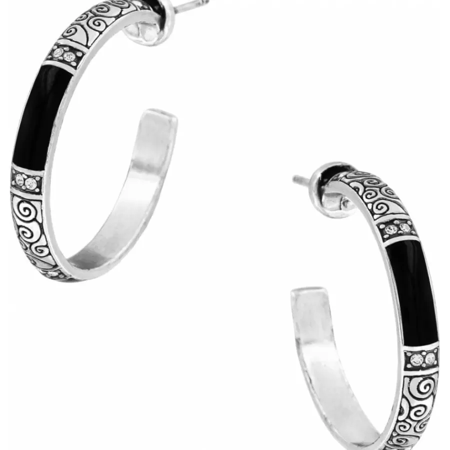 Earrings>Brighton Wiltern Post Hoop Earrings Black-Silver