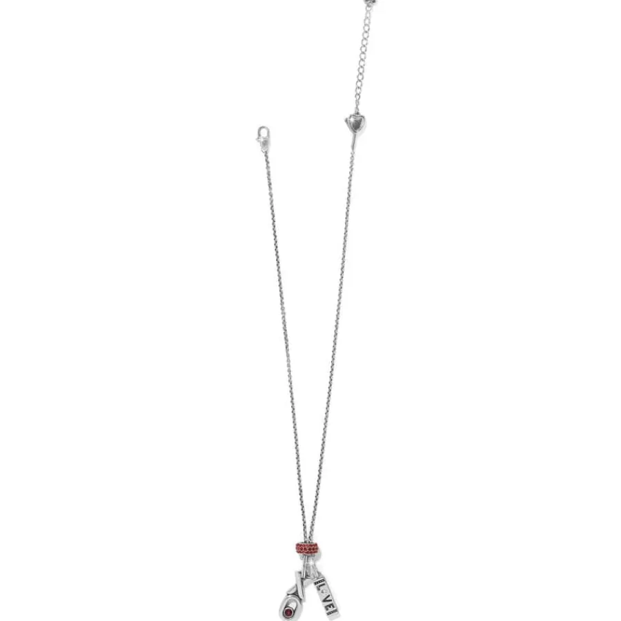 Ready-To-Wear Charm Sets>Brighton XO Charm Necklace Silver-Red